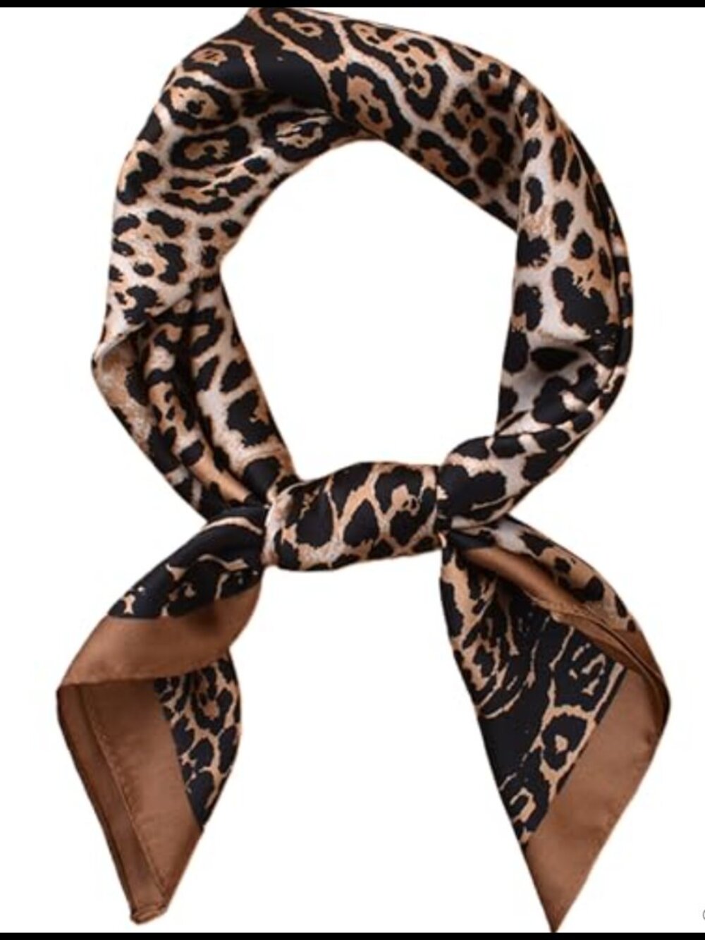 Satin Silk Blend Leopard Print Scarf Hair Neck Purse Accessory